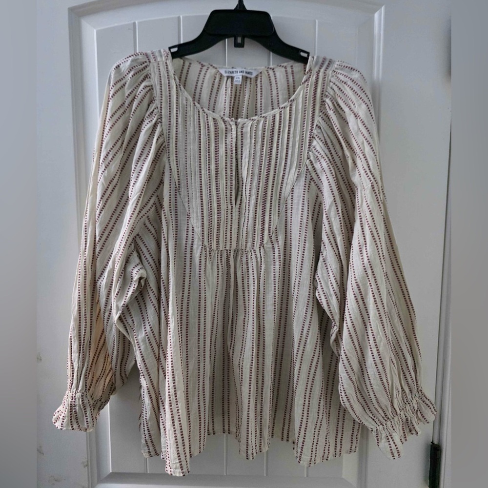 Elizabeth and James Cream and Red Striped Blouse